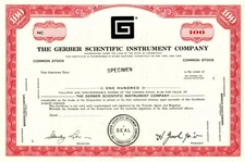 Gerber Scientific Instrument Co. - Specimen Stock Certificate - Specimen Stock