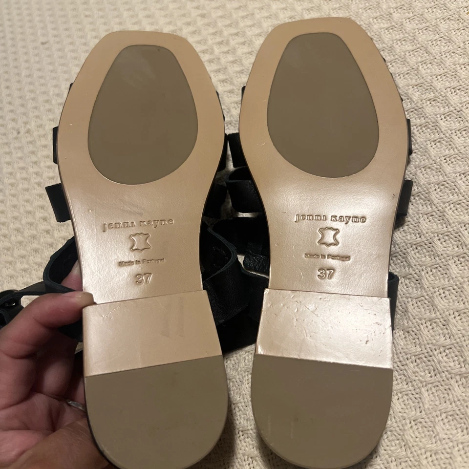 Jenni Kayne Leather Lake Sandals Black  Sz 37 - Image 3 of 4