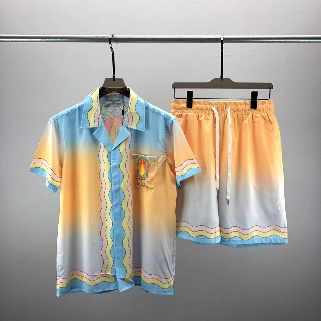 Casablanca high-end vacation shirt shorts, Hawaii beach vacation set