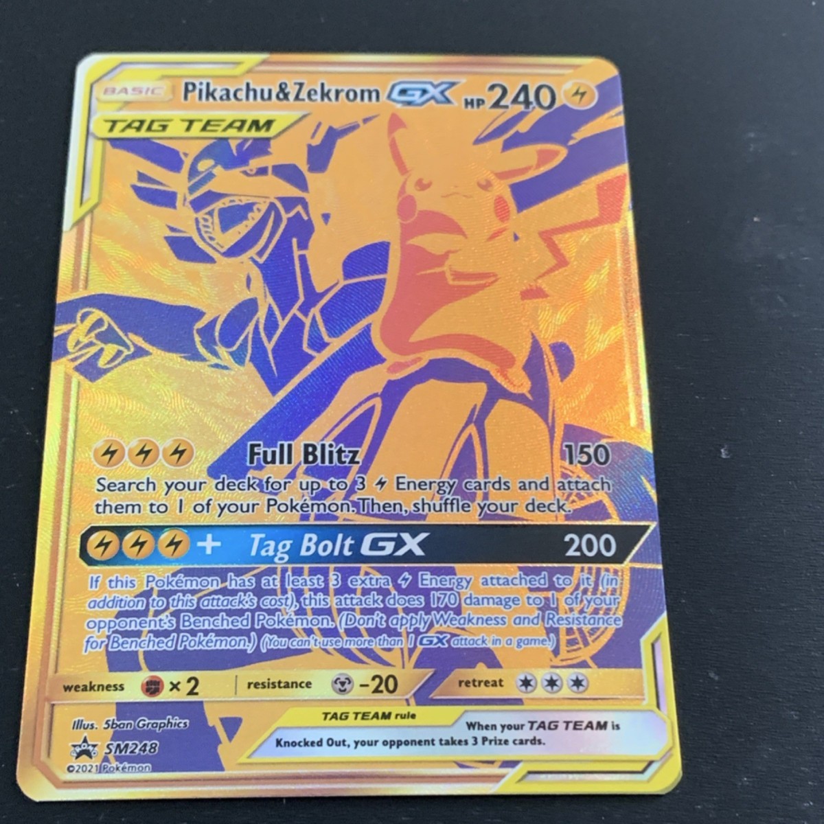 Pokémon Pikachu & Zekrom GX SM248 Promo TAG TEAM Full Art Holo