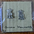 WW1 Green Howards Collar Badges, KC, Lugs, Genuine Pair.