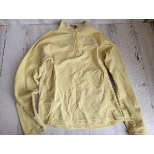 North face youth large pastel yellow quarter zip up pullover jacket fleece