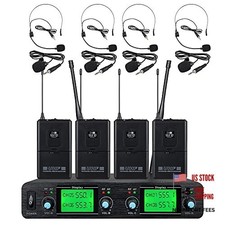Wireless Microphone System Lavalier Mic 4 Channel 4 Headset 4 Lapel Mic 4