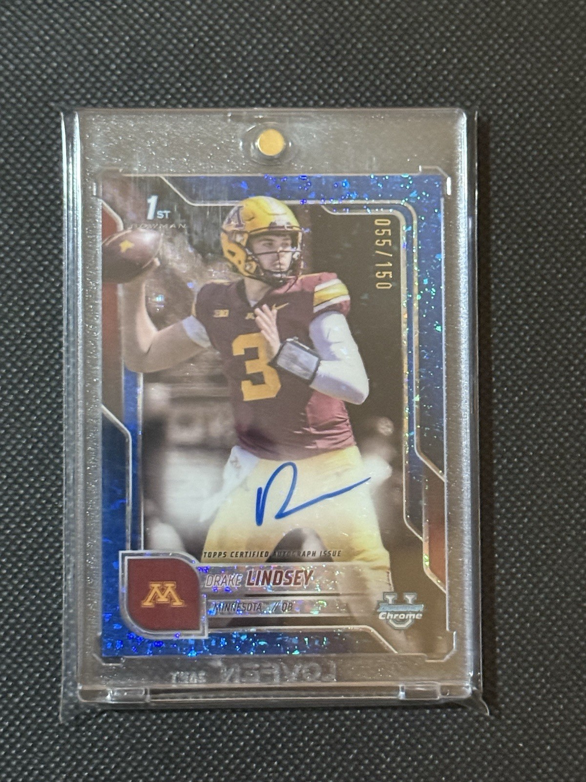 Drake Lindsey, Minnesota, 2025 1st Bowman U Chrome Blue Mini-Diamond Auto # /150