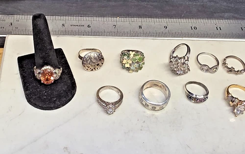 Sterling .925 Assorted Lot of Designer and vtg rings 52.25g  10 rings