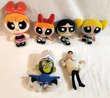 Powerpuff Girls Plush Lot Of 6 Mojo Jojo Prof. Utonium Blossom Bubbles Buttercup