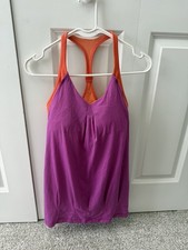Lululemon Practice Daily Tank Sz 8 Heathered Purple Built In Bra W1D82S