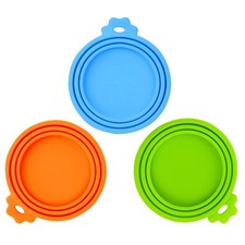 3 Pack Pet Food Can Covers, Universal Silicone Can Lids for Dog Cat Food, Fi...