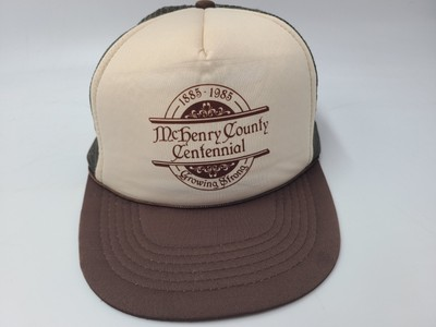 #ad #ad Vintage McHenry County Centennial 1885 1985 Mesh Trucker Snapback Hat Cap Brown $10.00
