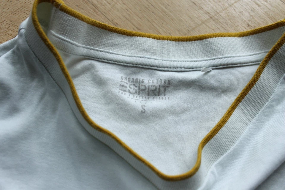 Esprit Gr. 36/S Langarm-Shirt Top mit gelben Streifen organic SAum LONGSLEEVE - Bild 4 von 4