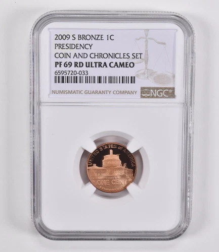 PF69 RD 2009-S Bronze Lincoln Cent Presidency Coin & Chronicles Set NGC *4580