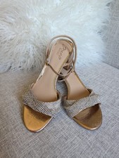 Jewel Badgley Mischka April Rhinestone Ankle Strap Sandal Gold Size 10