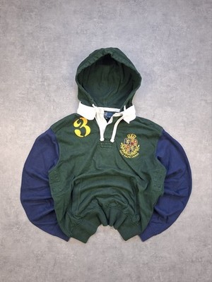Vintage Polo Ralph Lauren Rugby Hoodie Dark Green Navy Size M