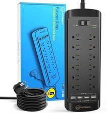 Witeem 12 Outlet Surge Protector Power Strip with 6 ft. Cord and USB Ports