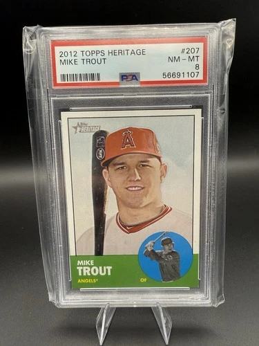MIKE TROUT RC 2012 TOPPS HERITAGE #207 PSA 8 Los Angeles Angels Rookie