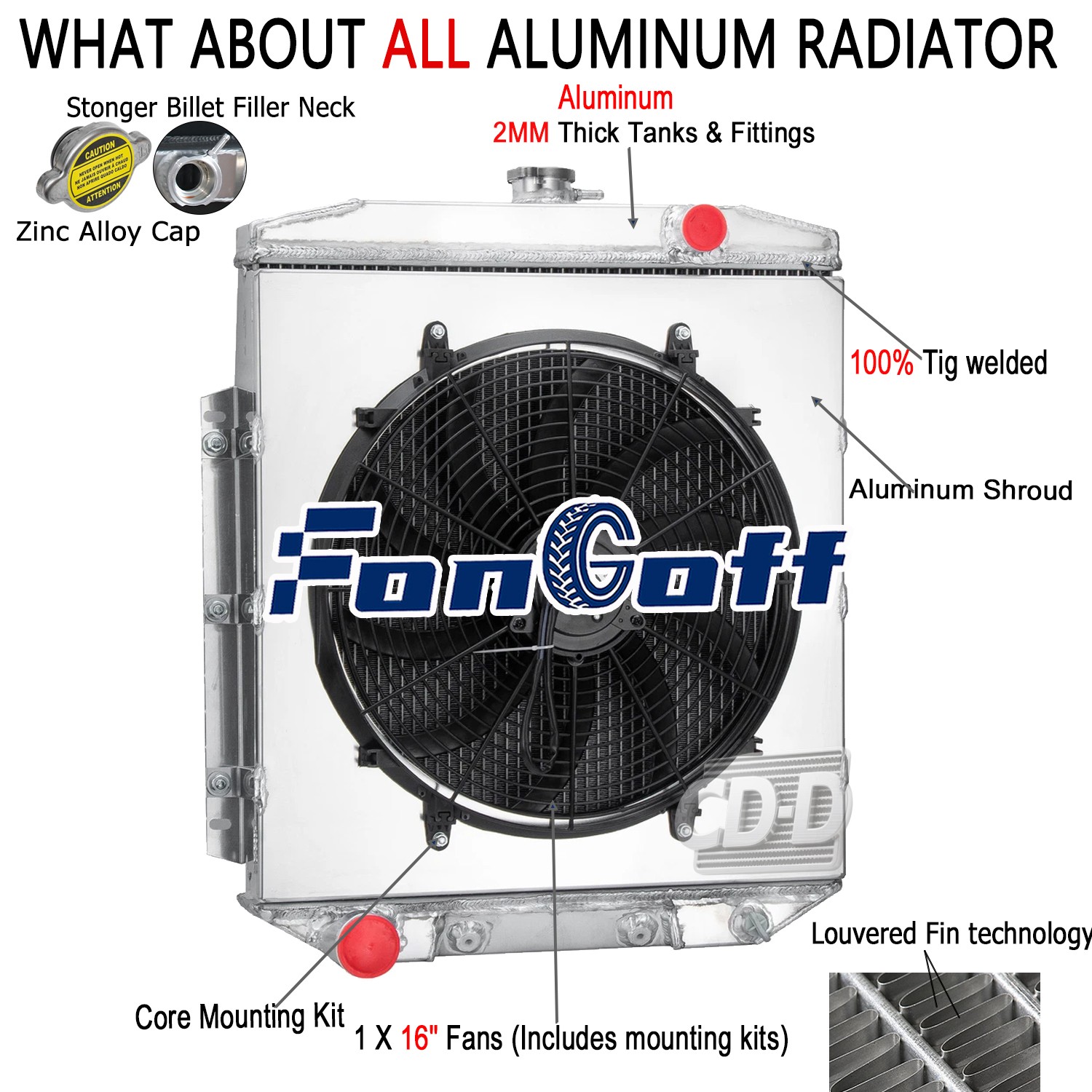 Fit 1954-1956 Ford Fairlane Country Skyliner Squire 4 Row Radiator Shroud Fan US