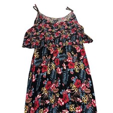 City Chic XL Hawaiian Floral Print Maxi Dress Sleeveless Summer Casual Black