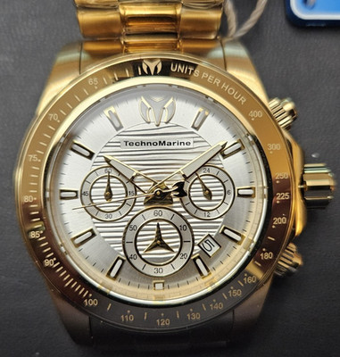 TechnoMarine Manta Ray Men's Watch VD53 42mm Gold TM-225122 Case Included NIB