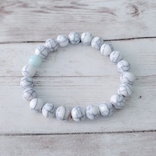Light Weight Stretch Bracelet - Blue White Beads