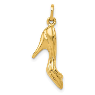 14k Gelbgold 3D High Heel Schuh Charm Anhänger