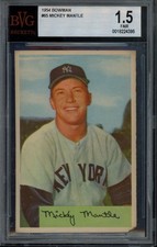 1954 Bowman #65 Mickey Mantle BVG 1.5 Vintage Yankees HOF Baseball Card (4395)