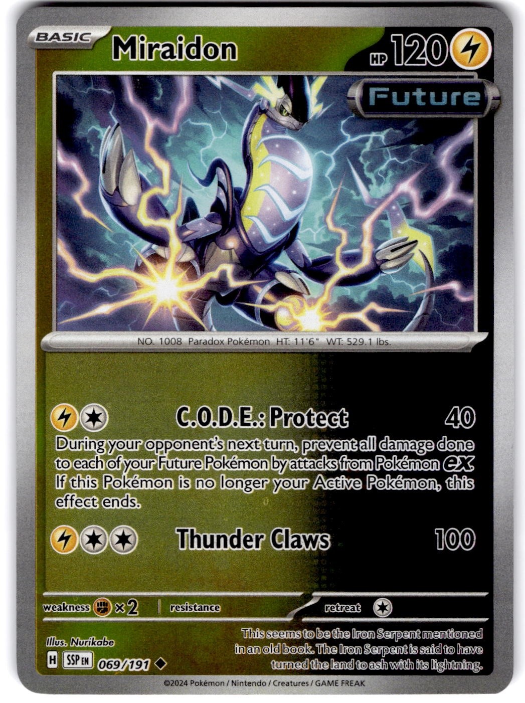 Pokemon Miraidon Surging Sparks 69/191 Reverse Holo Near Mint English
