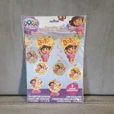 Dora the Explorer Party Table Decorations 7 Piece Kit NEW Banner Flag Honeycombs