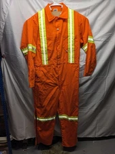 BIG BILL Coveralls Orange Reflector Mens Size 42 Regular Zippered Leg