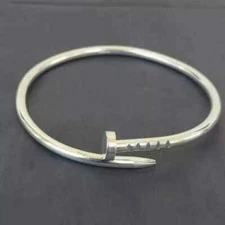 Solid 925 Sterling Silver Bangle Handmade Men's And Women's Valentine's Day gift