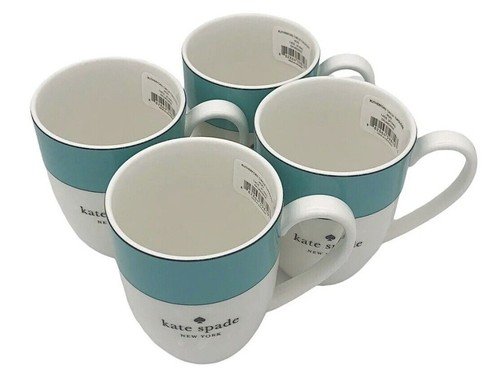 LENOX Kate Spade 858658 Rutherford Circle Turquoise Mug Set of 4 16oz - Picture 3 of 5