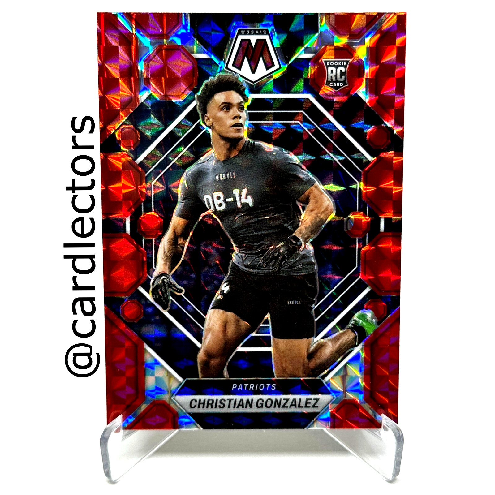 2023 Panini Mosaic Football CHRISTIAN GONZALEZ #300 RC Red Mosaic PRIZM PATRIOTS