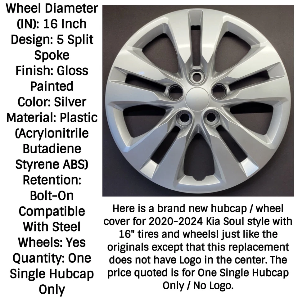 One New Wheel Cover Hubcap Fits 2020-2023 Kia Soul 16" Silver Bolt-On # 548-16S Foto 4 de 4