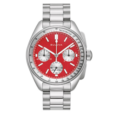 BULOVA Herrenuhr Chronograph Lunar Pilot Rot mit 2 Bändern Chrono 96K115