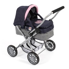 Bayer Chic 2000 Puppenwagen Kinderwagen SMARTY Melange grau-navy TOP