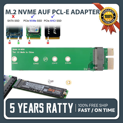 M.2 M2 NVMe SSD zu PCI-E PCI-Express PCIe x1 Adapter Konverter Karte M, M+B Key