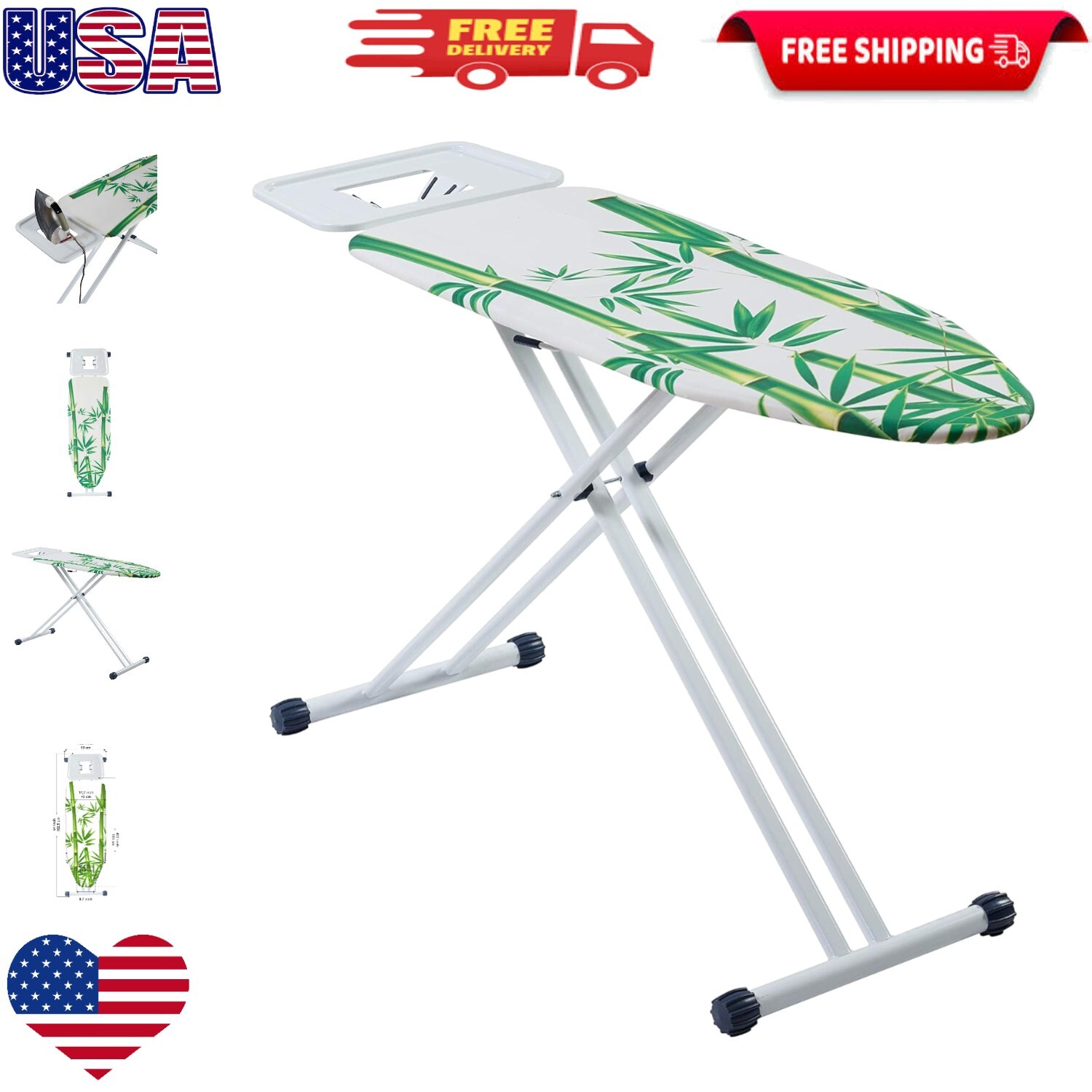 Heavy Duty Ironing Board with Extra Padded Cover & 3 Size Options - Solid Steam-image