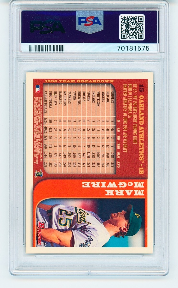 1997 BOWMAN MARK McGWIRE #15 OAKLAND A's PSA NEAR MINT