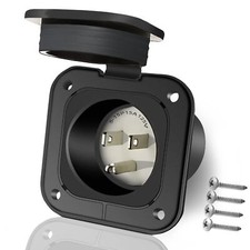 15 Amp Inlet, Shore Power Flanged Receptacle, 15A 125V Recessed Male Outlet, ...
