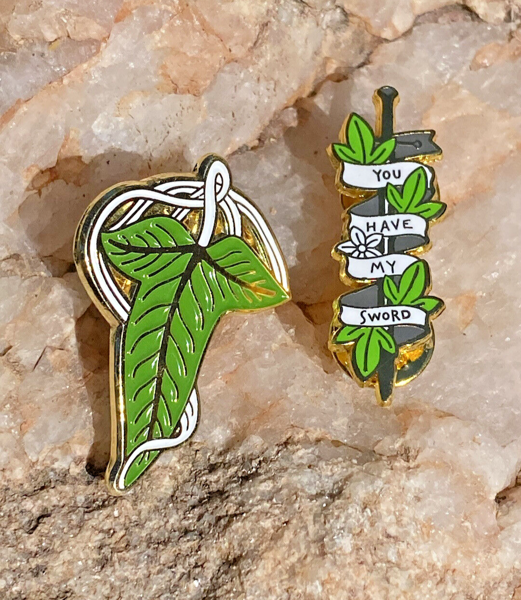 LOTR Pin Bundle Leaves Of Lorien Aragorn You Have My Sword Pin Gift  Bag