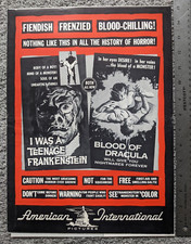 RARE 1950s MOVIE CAMPAIGN POSTER BOOKLET "TEENAGE FRANKENSTEIN" "BLOOD DRACULA"