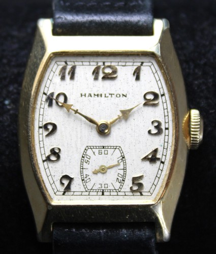 1935 Hamilton "Perry" 987F 17j 6/0s 14k Gold Filled Watch - Runs