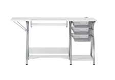 Sew Ready Sewing Table 56 in. W Metal Mesh Drawers Side Shelf Drop-Down Platform