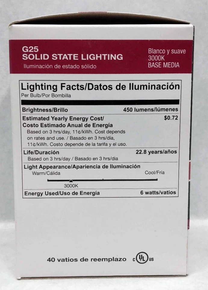 Case of 6 Halco Pro LED 40W G25 Medium Base Dimmable Bulbs - Model 80180 - NEW - Image 3 of 4