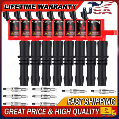 8 Pack Ignition Coils and Spark Plugs For 2004-2010 Ford F-150 4.6/5.4L V8 DG511
