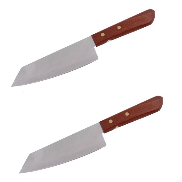 054 Kiwi Kochmesser KüChen Fleisch GemüSe Messer 2Er Set Rostfrei Holz Edelstahl-image