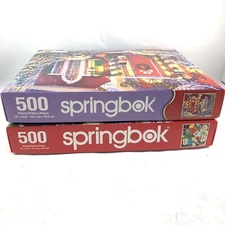 Lot Of 2 Springbok Puzzles 500 Pieces Christmas House Christmas Cookies Euc