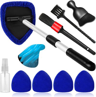 10Pcs Windshield Cleaner Tool Kit with Microfiber Pads and Spray Bottle