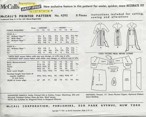 1957 Vintage Sewing Pattern B34 DRESS (1545) By Claire McCardell - Picture 2 of 2