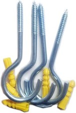 🔥 Heavy Duty Clothes Wash Line Hooks Screw Strong Metal Hangers Plug Fix Wall 