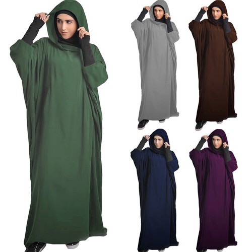 One Piece Women Overhead Prayer Long Dress Abaya Muslim Khimar Kaftan Arab Robe - Picture 13 of 20
